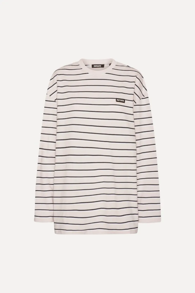 Tops-ROTATE Birger Christensen Jersey Ls T-shirt Light Pink Orchid Ice Comb. color