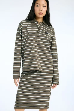 Skirts-ROTATE Birger Christensen Jersey Midi Skirt Army Green Tarmac color