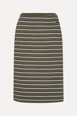 Skirts-ROTATE Birger Christensen Jersey Midi Skirt Army Green Tarmac color