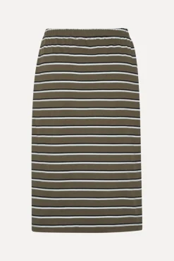 Skirts-ROTATE Birger Christensen Jersey Midi Skirt Army Green Tarmac color