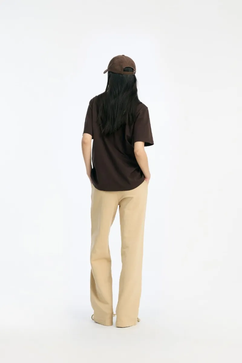 Tops-ROTATE Birger Christensen Jersey Oversized T-shirt Dark Brown Molé color