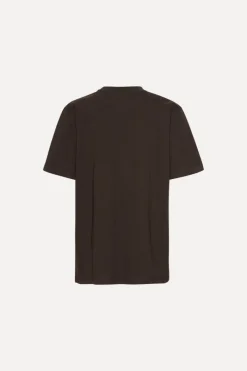 Tops-ROTATE Birger Christensen Jersey Oversized T-shirt Dark Brown Molé color