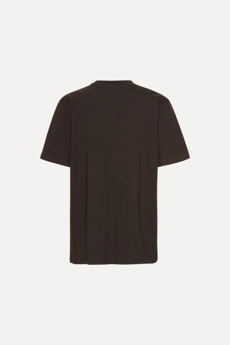 Tops-ROTATE Birger Christensen Jersey Oversized T-shirt Dark Brown Molé color