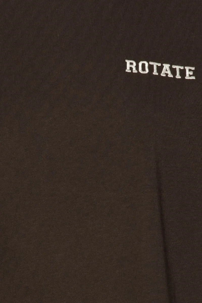 Tops-ROTATE Birger Christensen Jersey Oversized T-shirt Dark Brown Molé color