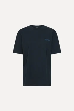 Tops-ROTATE Birger Christensen Jersey Oversized T-shirt Dark Blue Sky Captain (Dark Blue) color