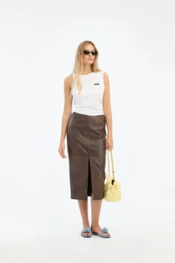 Tops-ROTATE Birger Christensen Jersey Tank Top Bright White Bright White color