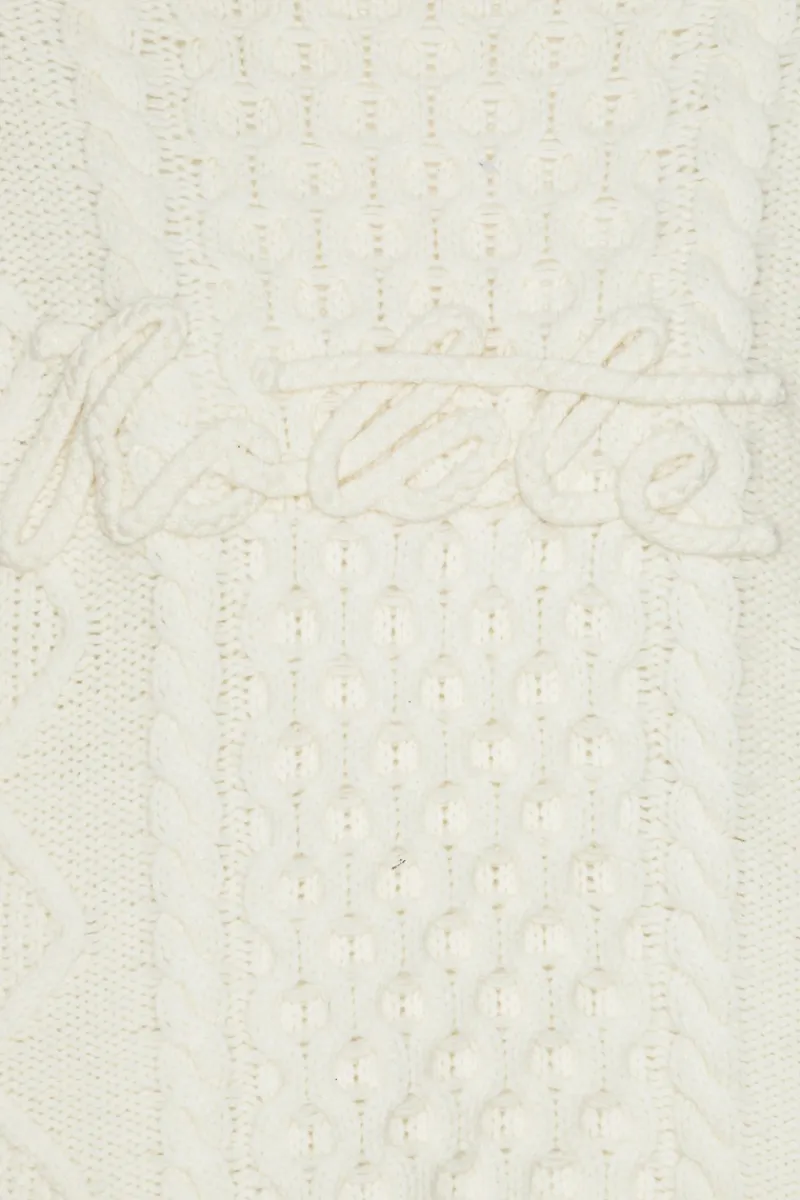 Knitwear-ROTATE Birger Christensen Knit Cable Crewneck White Egret color