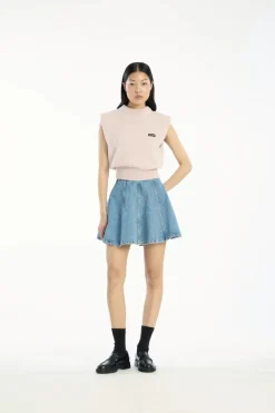 Knitwear|Tops-ROTATE Birger Christensen Knit Cropped Vest Light Pink Ballerina color