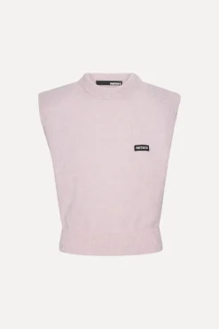 Knitwear|Tops-ROTATE Birger Christensen Knit Cropped Vest Light Pink Ballerina color