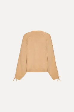 Knitwear|Tops-ROTATE Birger Christensen Knit Lacing Jumper Beige Nougat color