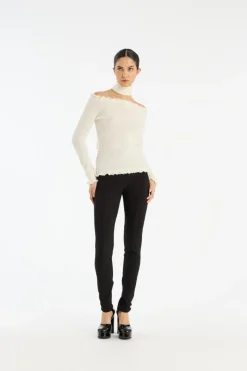 Knitwear|Tops-ROTATE Birger Christensen Knit Off-shoulder Top White Egret color