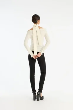 Knitwear|Tops-ROTATE Birger Christensen Knit Off-shoulder Top White Egret color