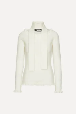 Knitwear|Tops-ROTATE Birger Christensen Knit Off-shoulder Top White Egret color