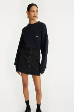 Knitwear|Tops-ROTATE Birger Christensen Knit Puff Crewneck Dark Blue Navy Blazer color