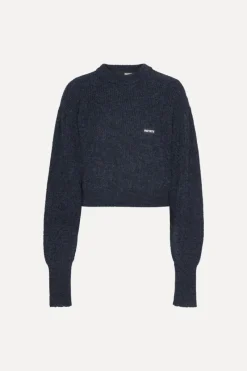 Knitwear|Tops-ROTATE Birger Christensen Knit Puff Crewneck Dark Blue Navy Blazer color