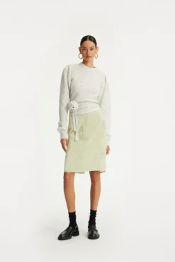 Knitwear|Tops-ROTATE Birger Christensen Knit Puff Crewneck Light Grey Snow White color