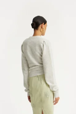 Knitwear|Tops-ROTATE Birger Christensen Knit Puff Crewneck Light Grey Snow White color