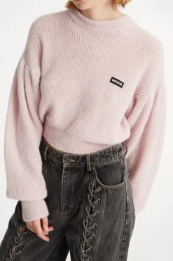 Knitwear|Tops-ROTATE Birger Christensen Knit Puff Crewneck Pink Ballerina color