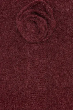 Knitwear|Tops-ROTATE Birger Christensen Knit Puffsleeve Cardigan Bordeaux Zinfandelcolor