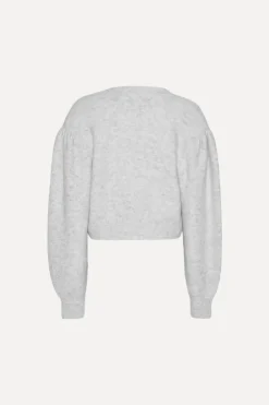 Knitwear|Tops-ROTATE Birger Christensen Knit Puffsleeve Cardigan Light Grey Snow White color