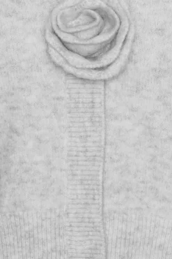 Knitwear|Tops-ROTATE Birger Christensen Knit Puffsleeve Cardigan Light Grey Snow White color