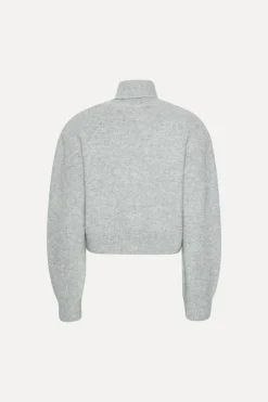Knitwear|Tops-ROTATE Birger Christensen Knit Scarf Cardigan Light Grey Alloy (Light Gray) color