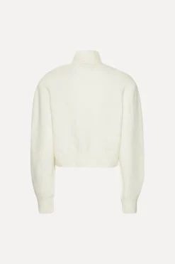 Knitwear|Tops-ROTATE Birger Christensen Knit Scarf Cardigan White Egret color