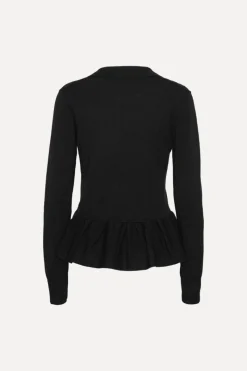 Knitwear|Tops-ROTATE Birger Christensen Knit Top W/ Peplum Black Black color
