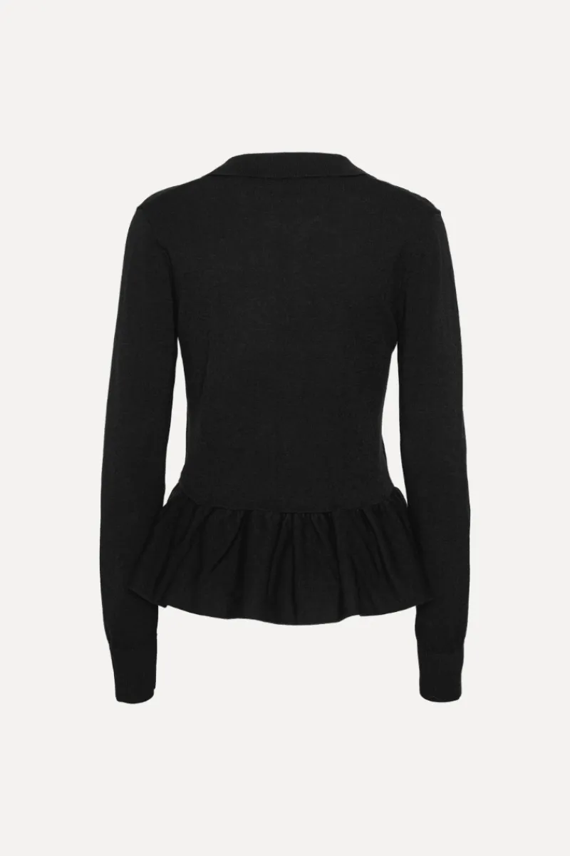 Knitwear|Tops-ROTATE Birger Christensen Knit Top W/ Peplum Black Black color