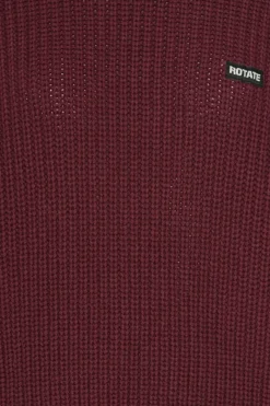 Knitwear|Tops-ROTATE Birger Christensen Knit Turtleneck Jumper Burgundy Zinfandelcolor