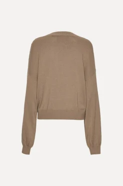 Knitwear|Tops-ROTATE Birger Christensen Knit V-neck Sweater Brown Portabella color