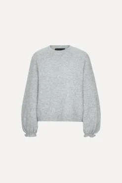 Knitwear|Tops-ROTATE Birger Christensen Knit Wide Sleeve Jumper Light Grey Alloy (Light Gray) color