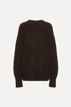 Knitwear|Tops-ROTATE Birger Christensen Knitted Logo Sweater Dark Brown Molé color