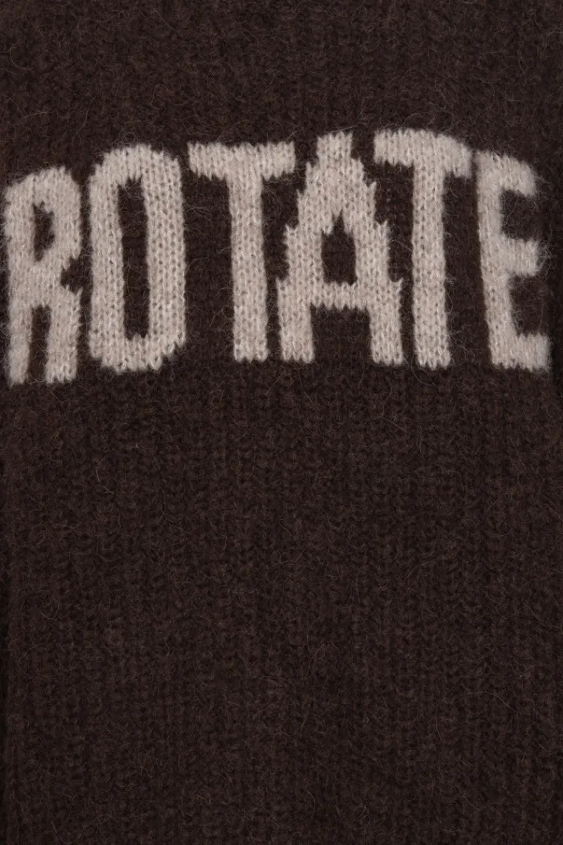 Knitwear|Tops-ROTATE Birger Christensen Knitted Logo Sweater Dark Brown Molé color