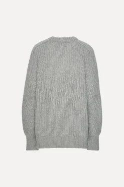 Knitwear|Tops-ROTATE Birger Christensen Knitted Logo Sweater Light Grey Alloy (Light Gray) color