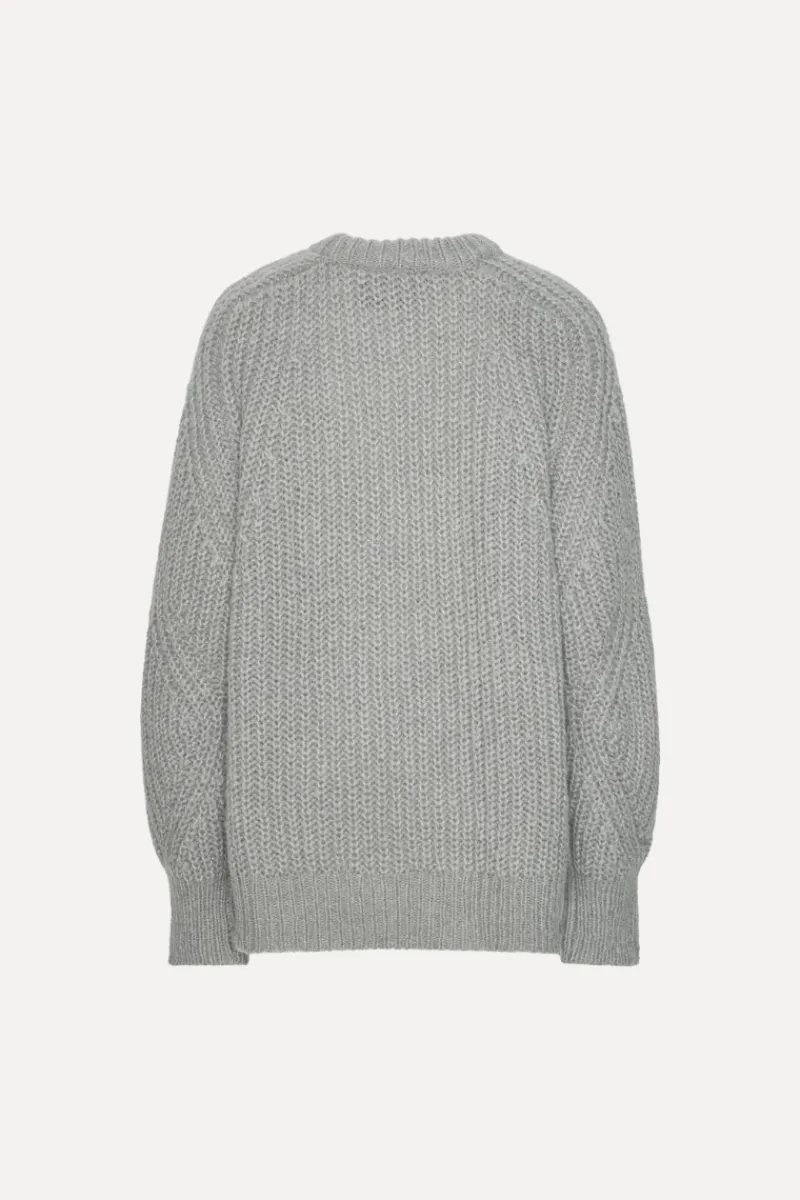 Knitwear|Tops-ROTATE Birger Christensen Knitted Logo Sweater Light Grey Alloy (Light Gray) color