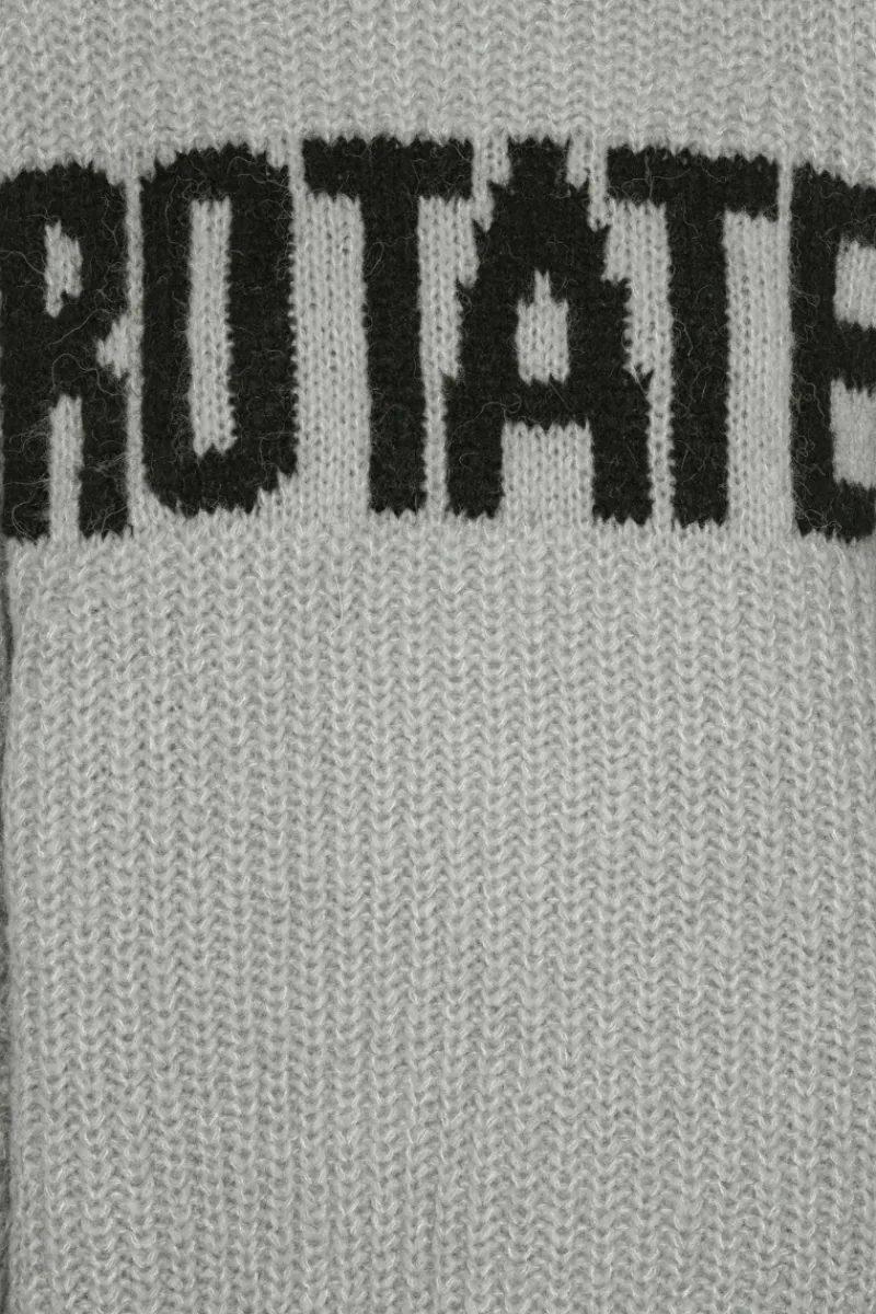 Knitwear|Tops-ROTATE Birger Christensen Knitted Logo Sweater Light Grey Alloy (Light Gray) color