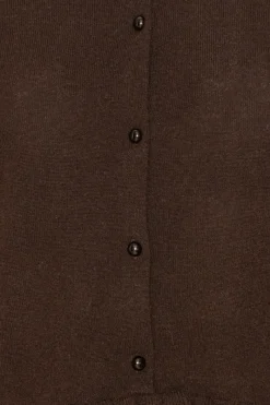 Knitwear|Tops-ROTATE Birger Christensen Knitted Polo Cardigan Dark Brown CHICORY COFFEE color