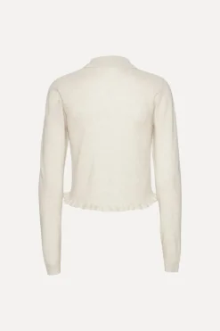 Knitwear|Tops-ROTATE Birger Christensen Knitted Polo Cardigan Light Grey Light Grey color