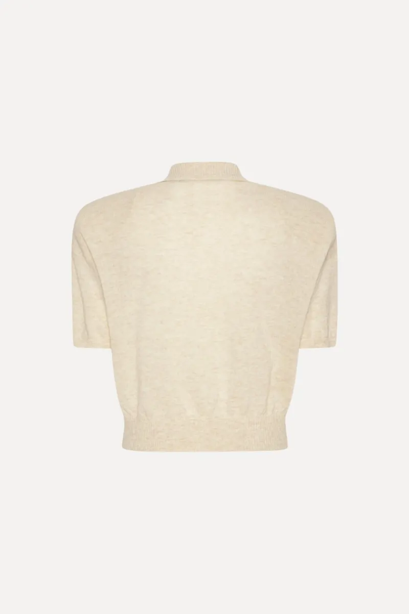 Knitwear|Tops-ROTATE Birger Christensen Knitted Polo Cream Oxford Tan color