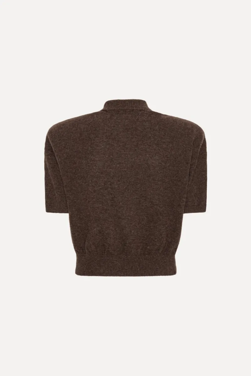 Tops-ROTATE Birger Christensen Knitted Polo Dark Brown Potting Soil color