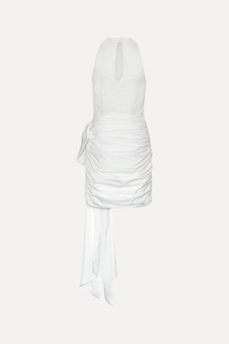 Bridal|Mini Dresses-ROTATE Birger Christensen Lace Mini Bow Dress White Egret color