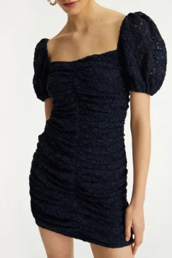 Dresses-ROTATE Birger Christensen Lace Mini Dress Dark Blue Navy Blazer color