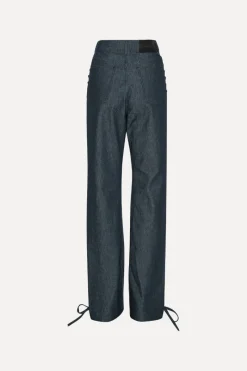 Pants-ROTATE Birger Christensen Laced Straight Leg Jeans Dark Blue Dark Blue Denim color