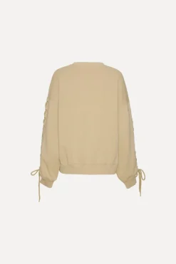 Tops-ROTATE Birger Christensen Lacing Crewneck Beige Cornstalk color