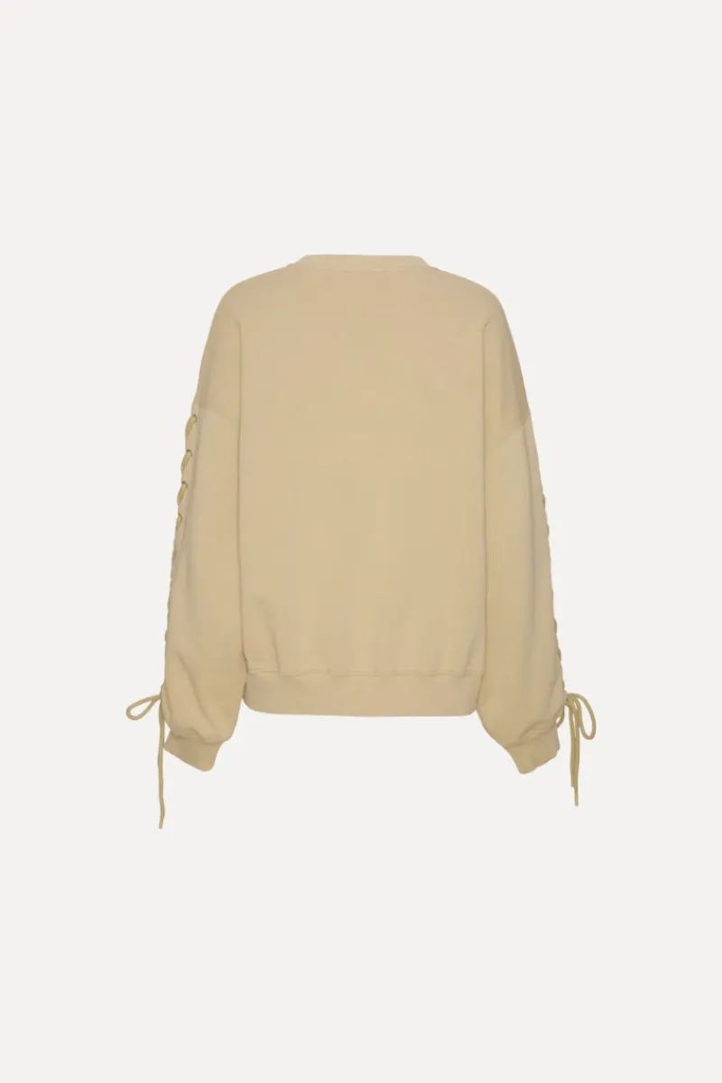 Tops-ROTATE Birger Christensen Lacing Crewneck Beige Cornstalk color