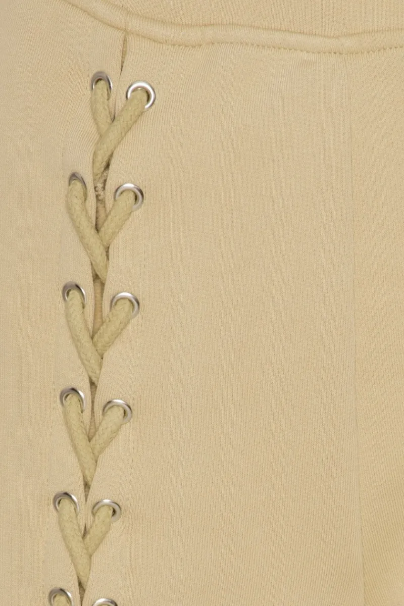 Pants-ROTATE Birger Christensen Lacing Sweatpants Beige Cornstalk color
