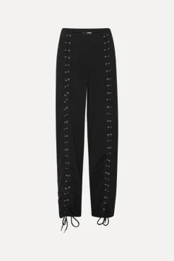 Pants-ROTATE Birger Christensen Lacing Sweatpants Black Black color
