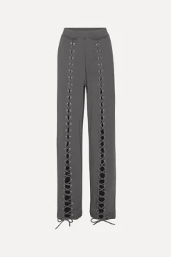 Pants-ROTATE Birger Christensen Lacing Sweatpants Dark Grey Gray Pinstripe color
