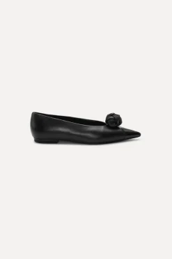 Shoes-ROTATE Birger Christensen Leather Knot Ballerina Black Black color